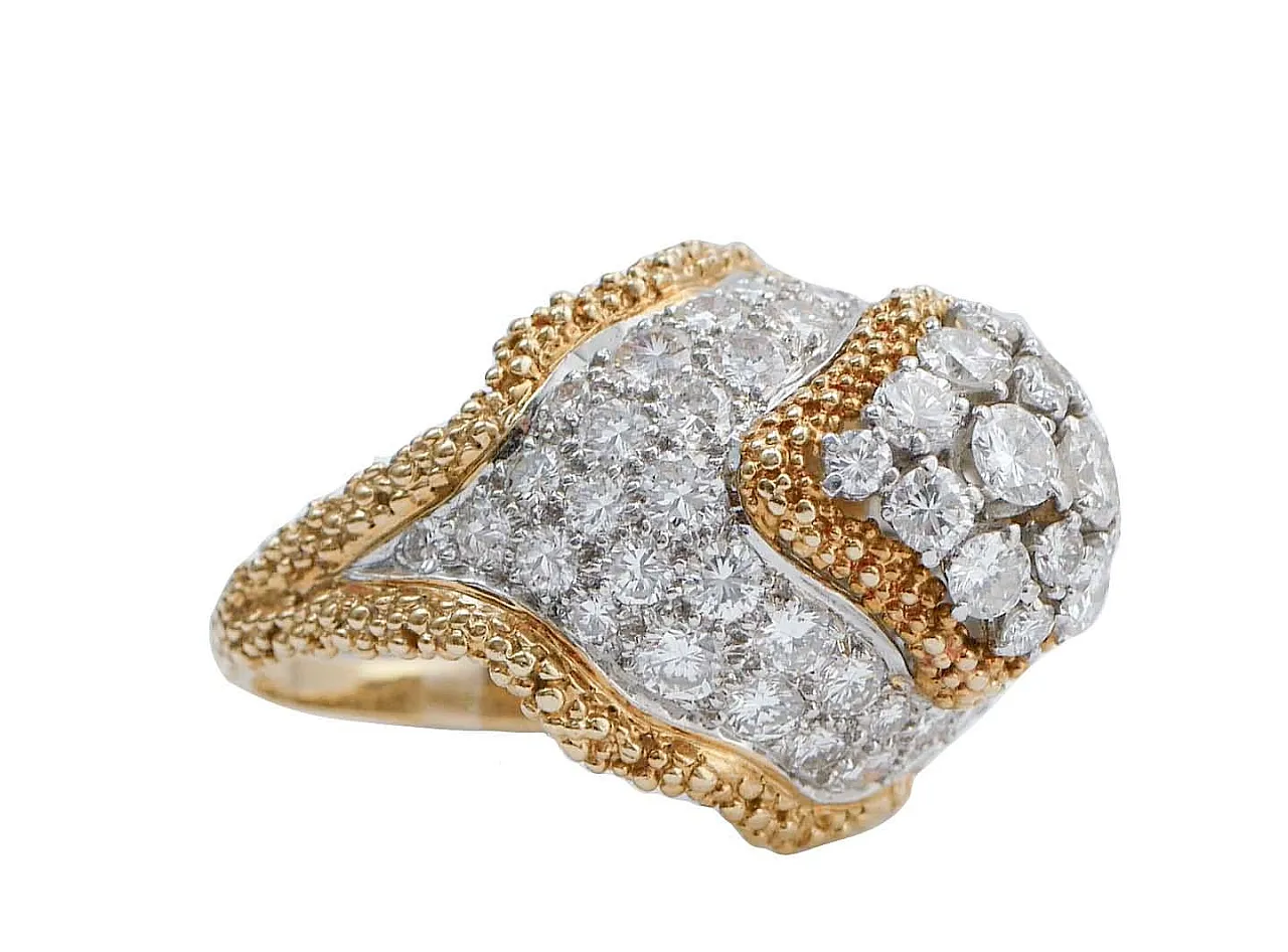 Diamond ring, 18K yellow gold and platinum, 1950s 2