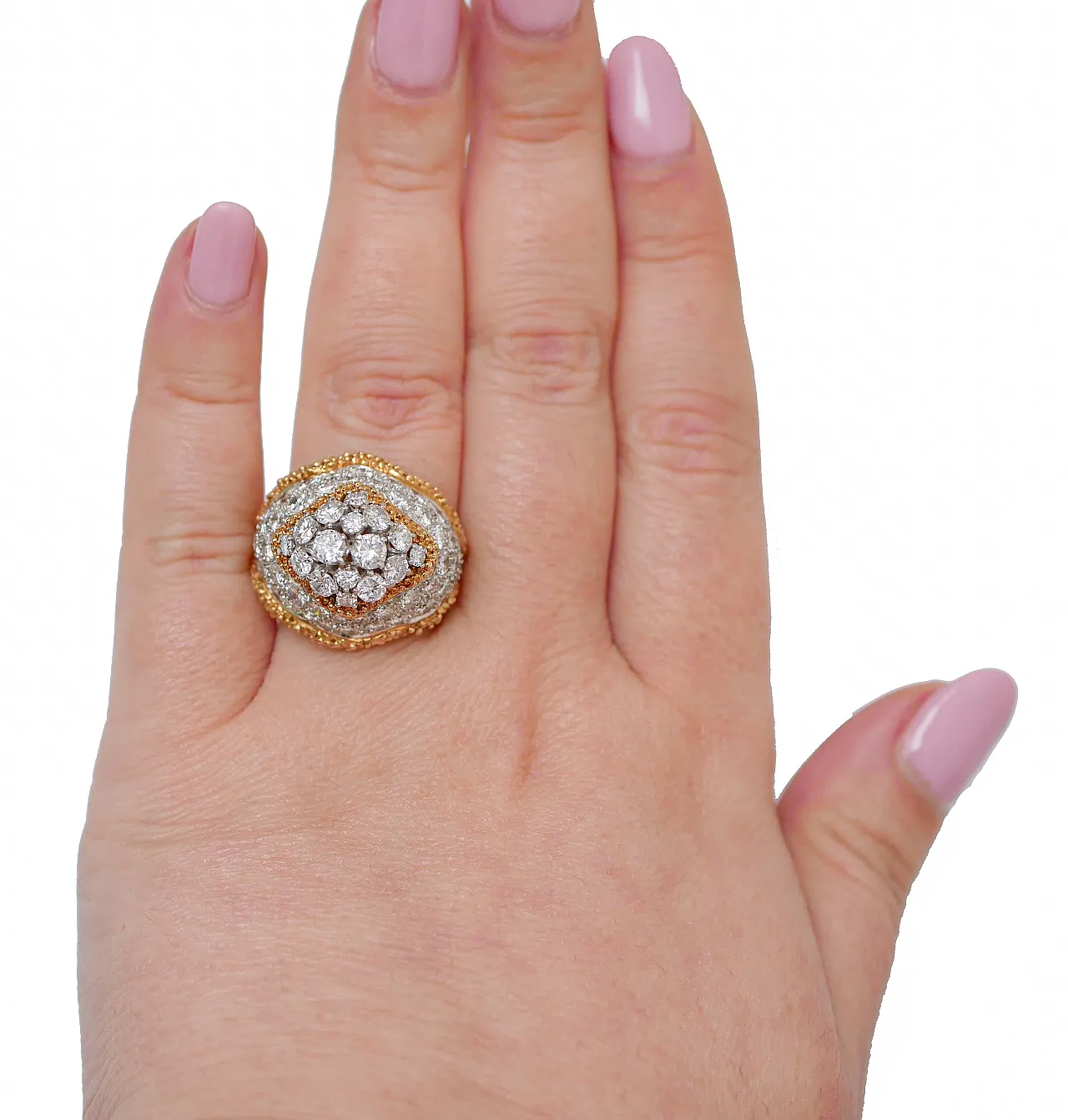 Diamond ring, 18K yellow gold and platinum, 1950s 4