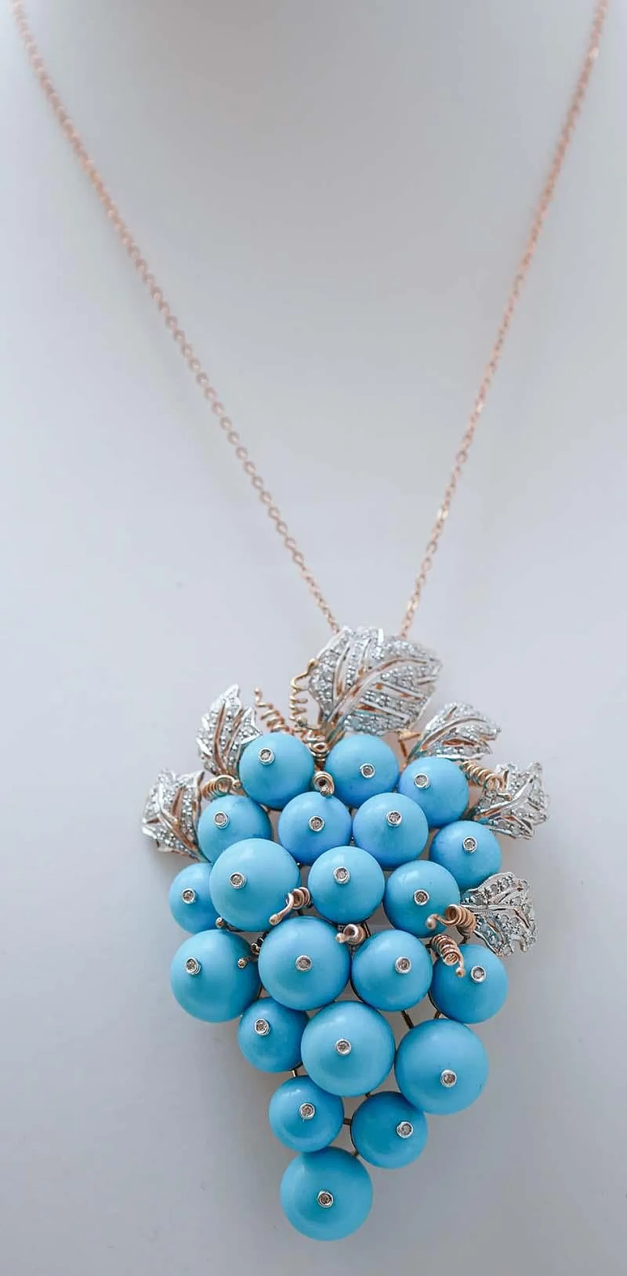 Magnesite, diamond, rose gold and silver cluster brooch, 1960s 2