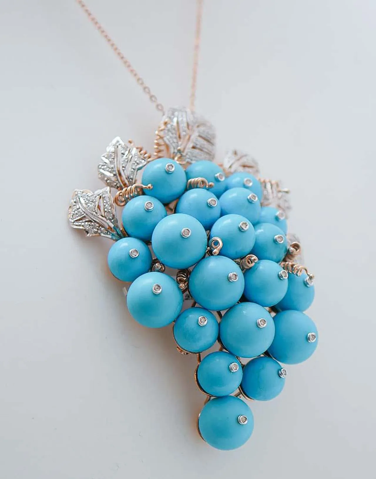 Magnesite, diamond, rose gold and silver cluster brooch, 1960s 3