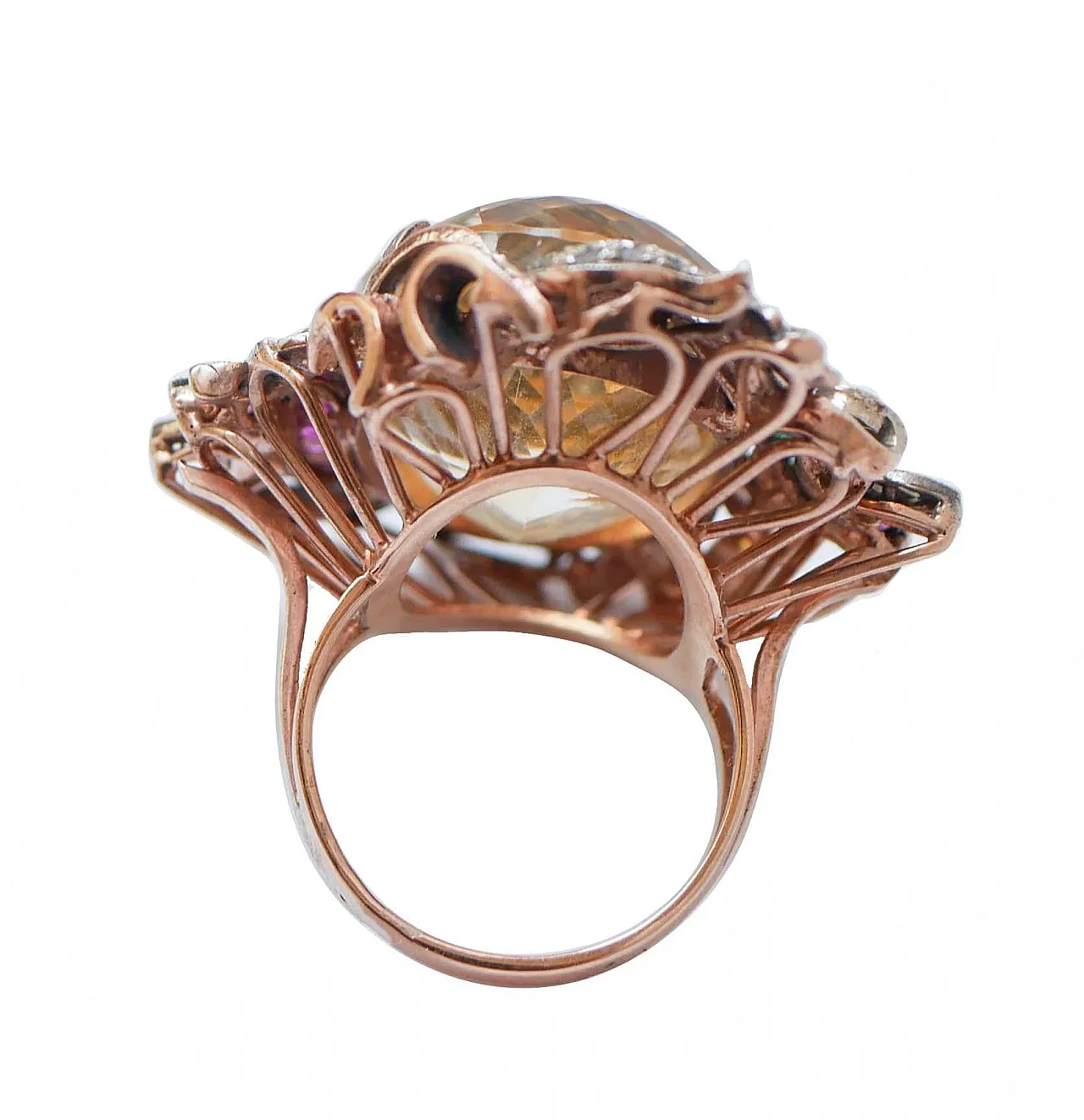 Ring with topaz, rubies, emeralds, sapphires, diamonds, 1970s 3