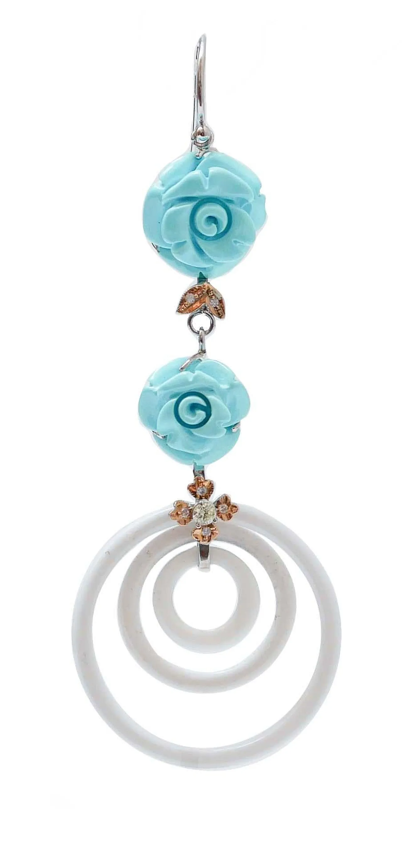 Earrings in turquoise, agate, diamonds, gold, 1950s 2