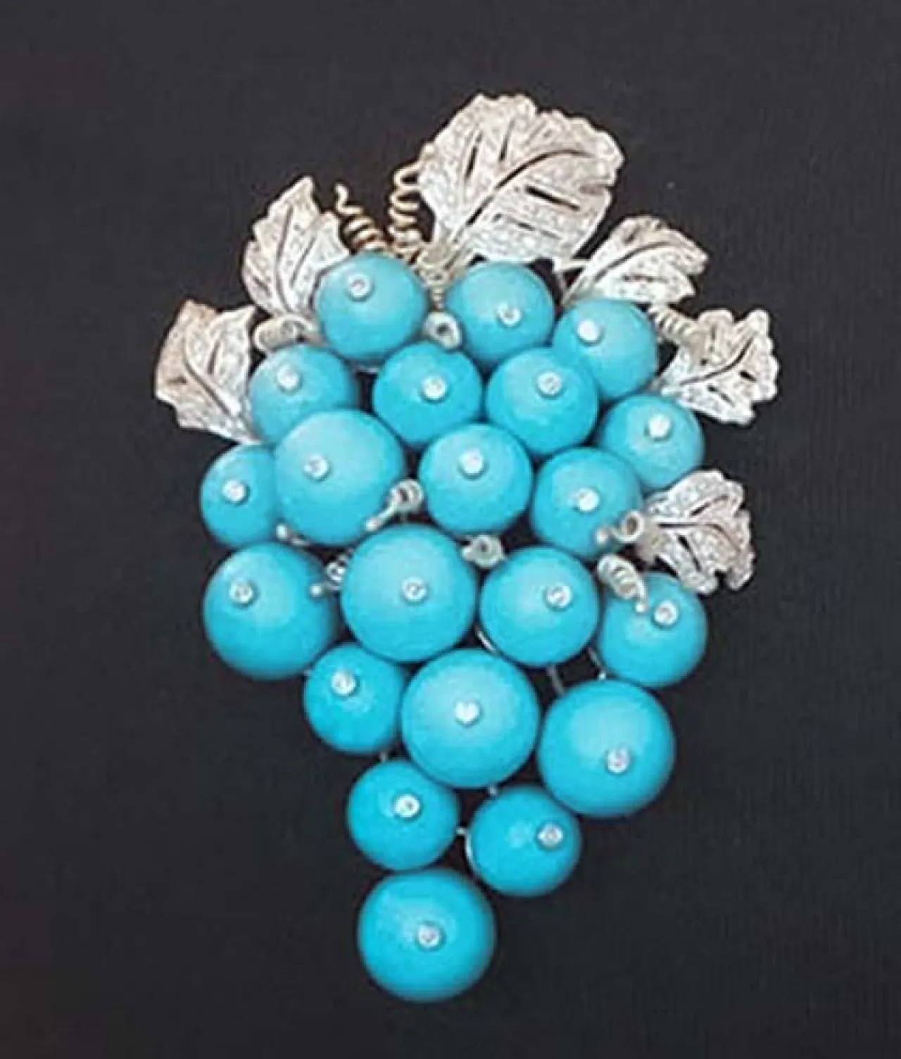 Magnesite, diamond, rose gold and silver cluster brooch, 1960s 7