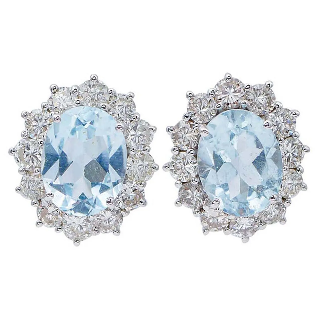 Aquamarine, diamonds, 18K white gold earrings, 2000s 1