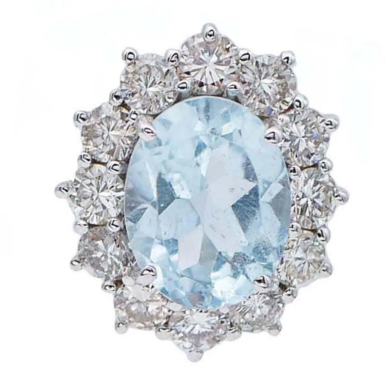 Aquamarine, diamonds, 18K white gold earrings, 2000s 2