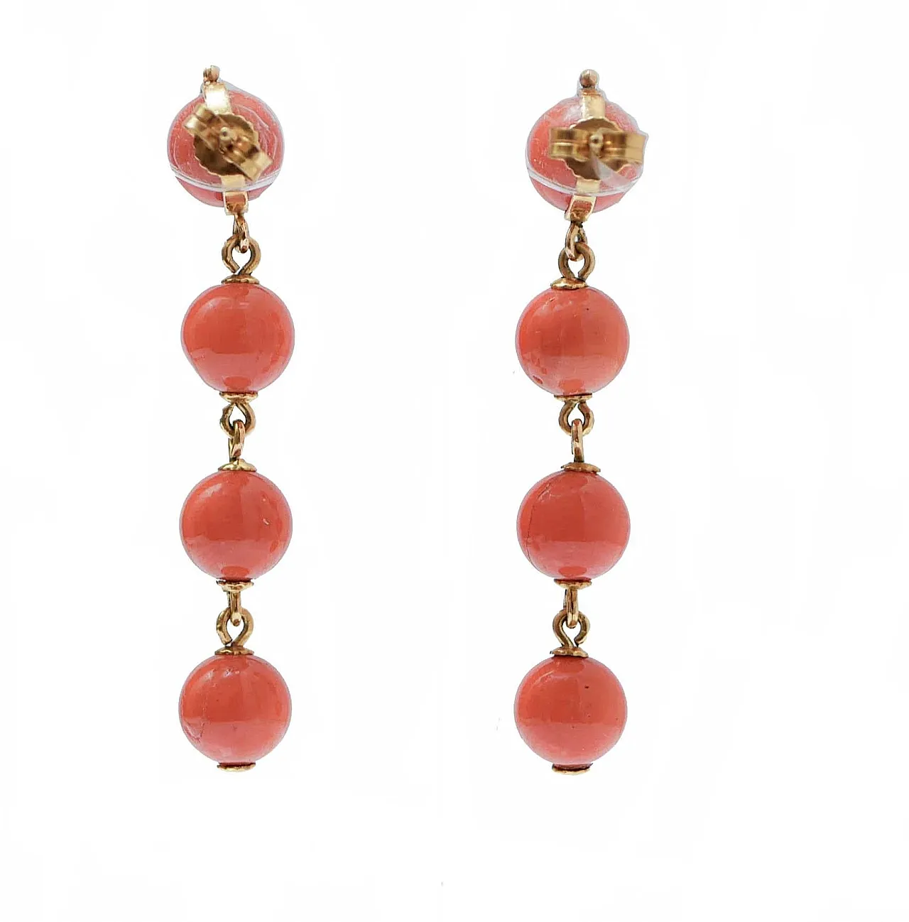 18K yellow gold earrings with coral, 1950s 3