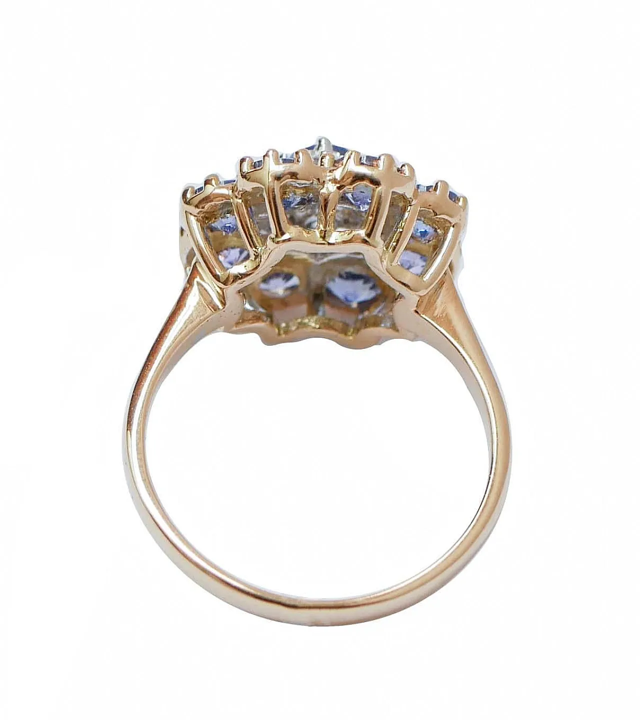 Anello con tanzanite, diamanti e oro rosa 18 carati, anni 2000 3