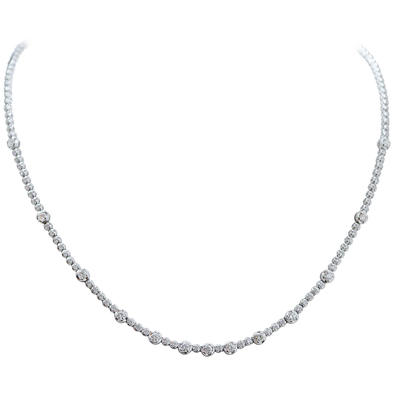 White gold tennis necklace with diamonds, 2000s 1