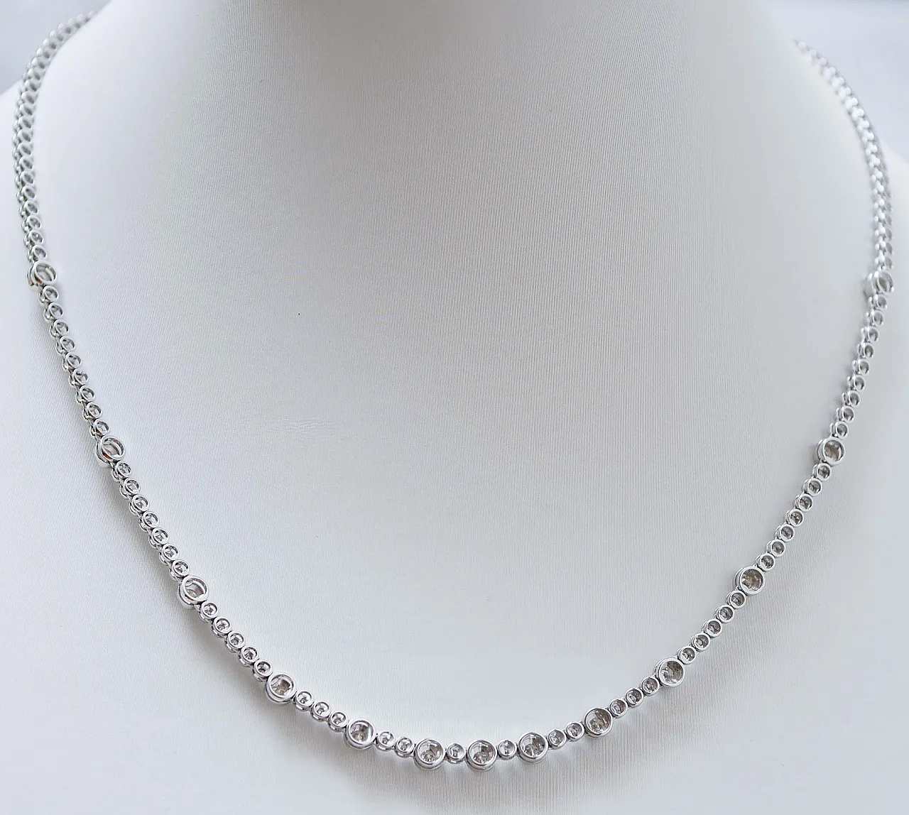 White gold tennis necklace with diamonds, 2000s 3