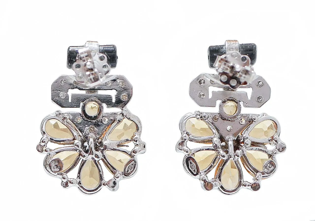 Earrings in topaz, onyx, diamonds, platinum and white gold, 1970s 3