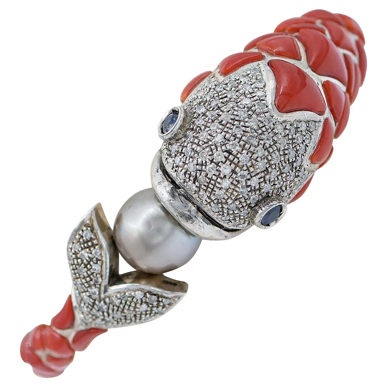 Bracelet with coral, sapphires, diamonds, pearls, pink gold, 1950s 1
