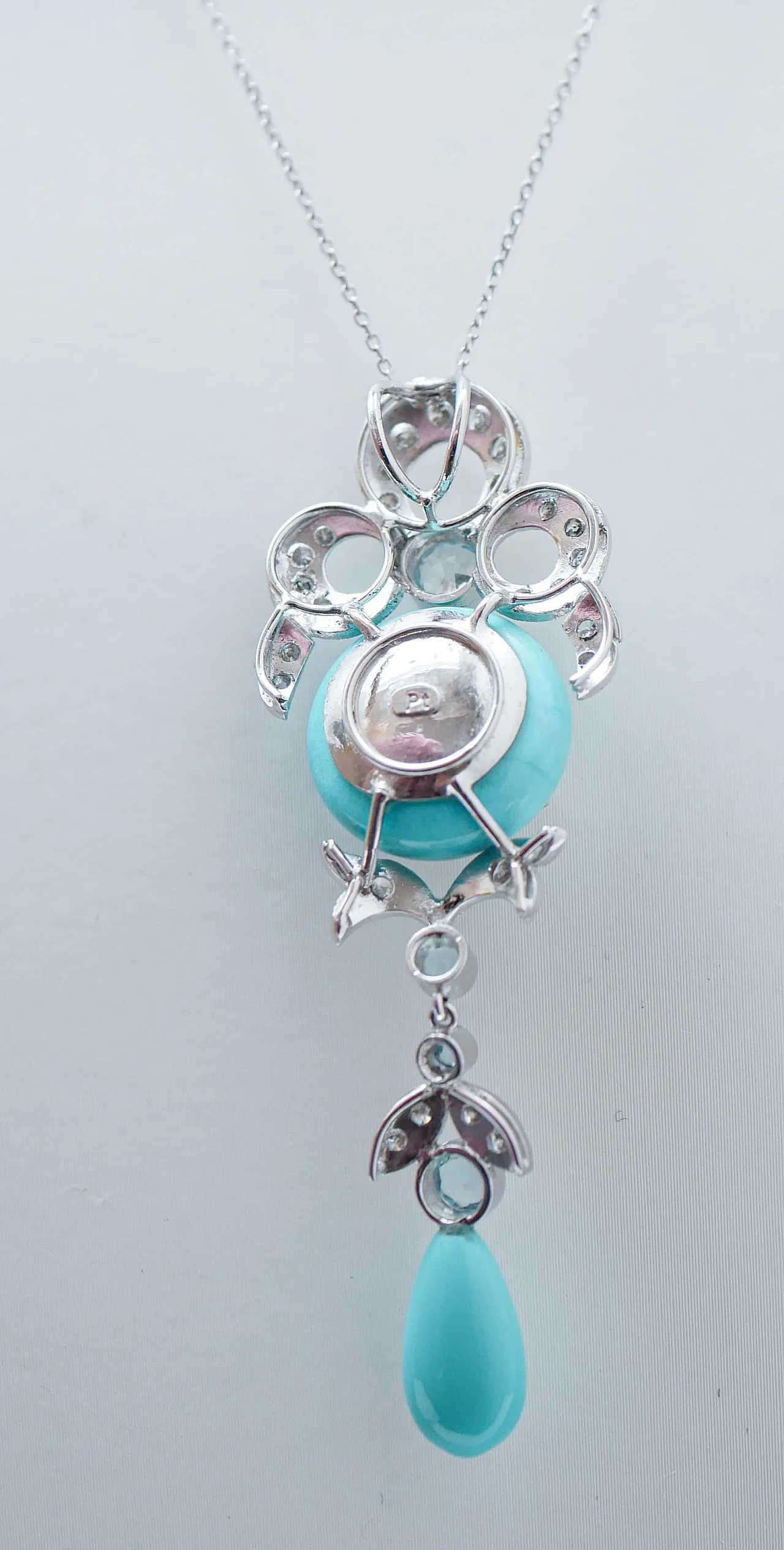 Collana in platino con turchese, topazi, diamanti, anni '70 4