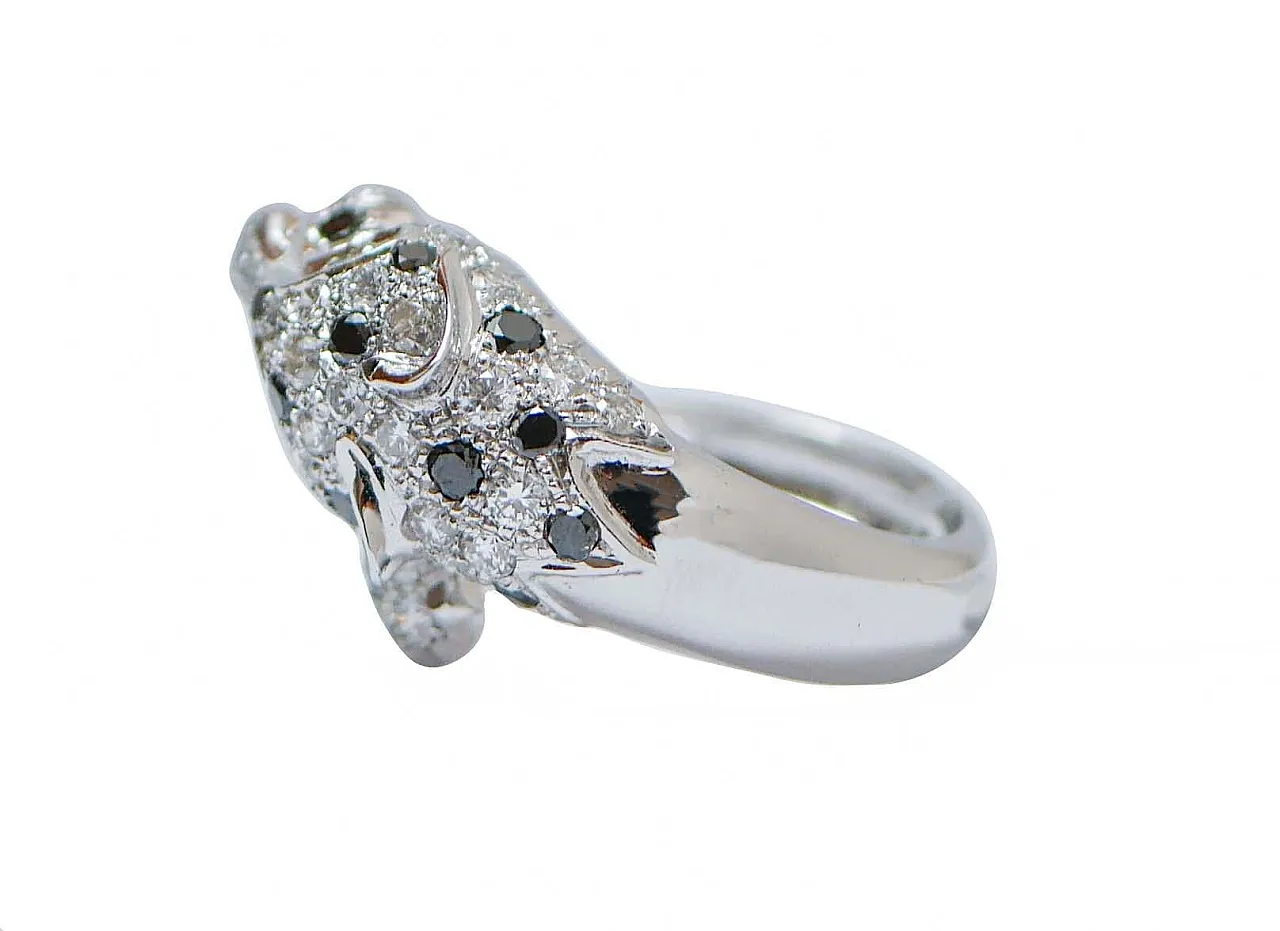 Anello con tsavorite, diamanti, oro bianco 18 carati, anni '70 2