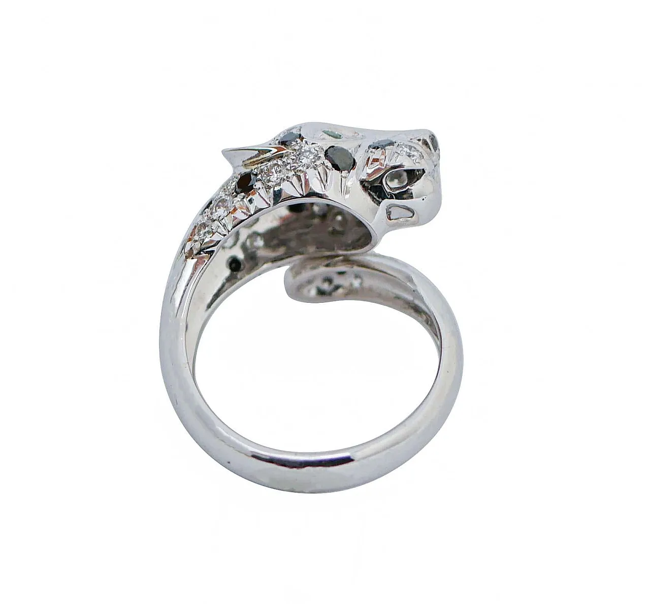 Anello con tsavorite, diamanti, oro bianco 18 carati, anni '70 3