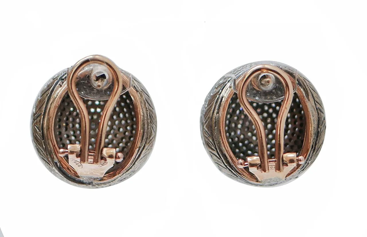 Orecchini con diamanti, oro rosa e argento, anni '50 3