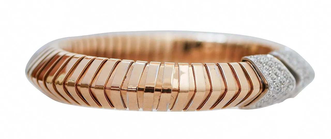 Bracciale in oro bianco con diamanti e oro rosa, anni '60 2