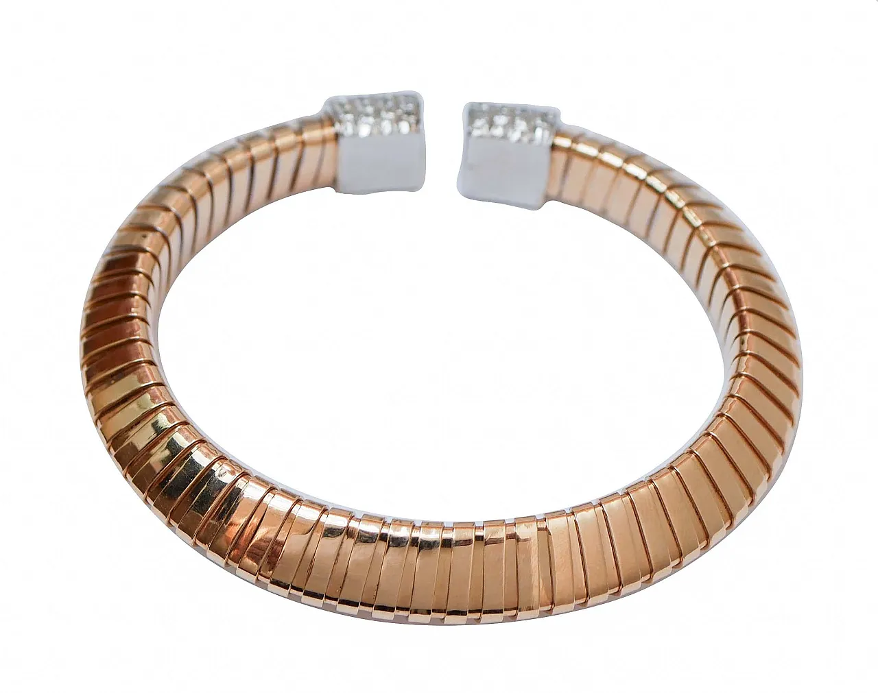 Bracciale in oro bianco con diamanti e oro rosa, anni '60 3