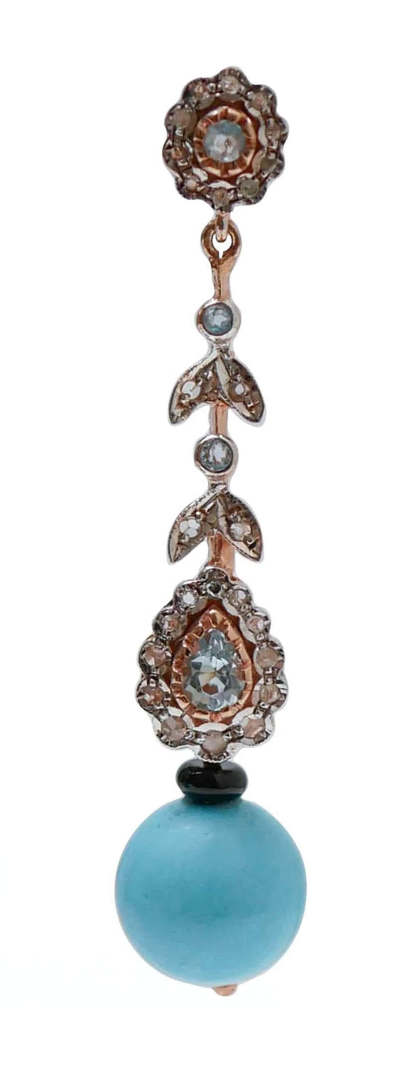 Orecchini magnesite, topazi, diamanti, onice, oro e argento, anni '60 2