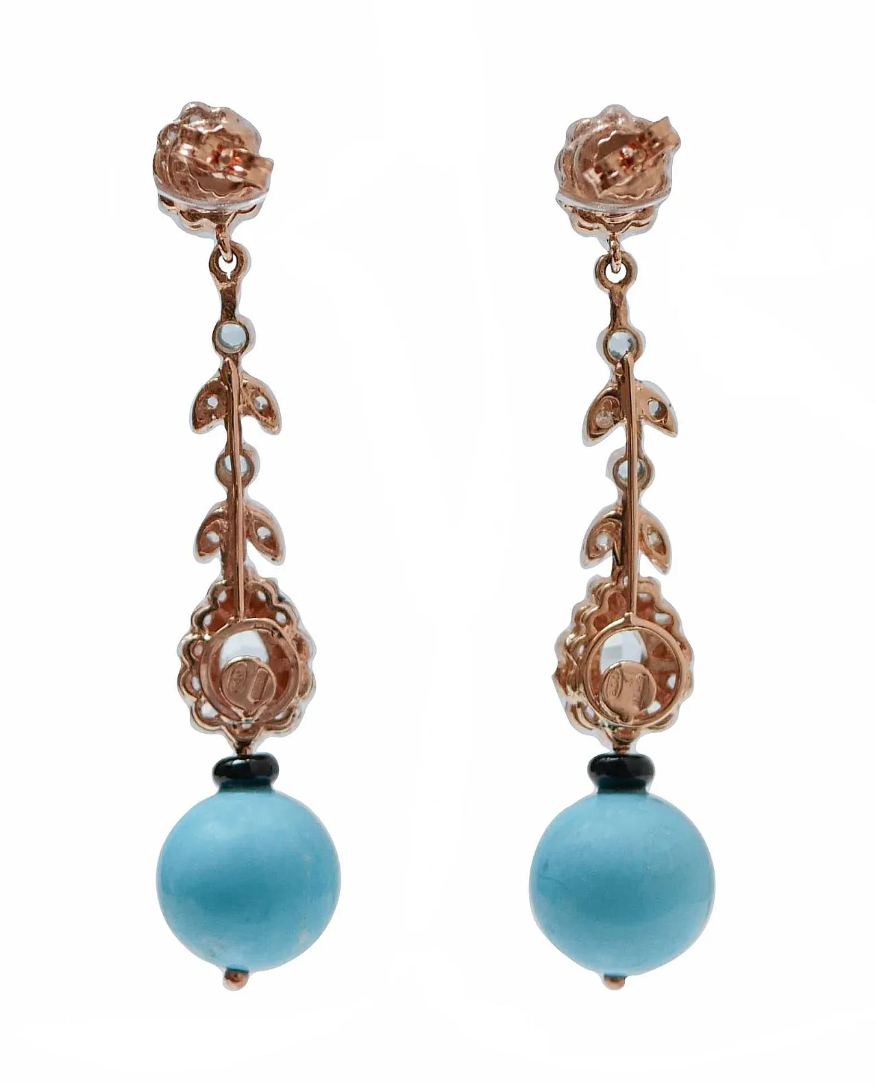 Orecchini magnesite, topazi, diamanti, onice, oro e argento, anni '60 3