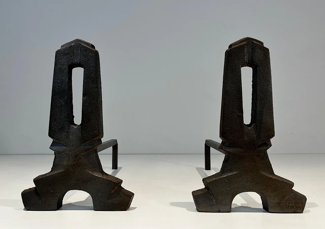 Pair of cast iron and wrought iron hallways, 1940s 2