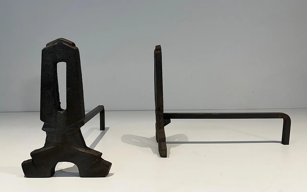 Pair of cast iron and wrought iron hallways, 1940s 5