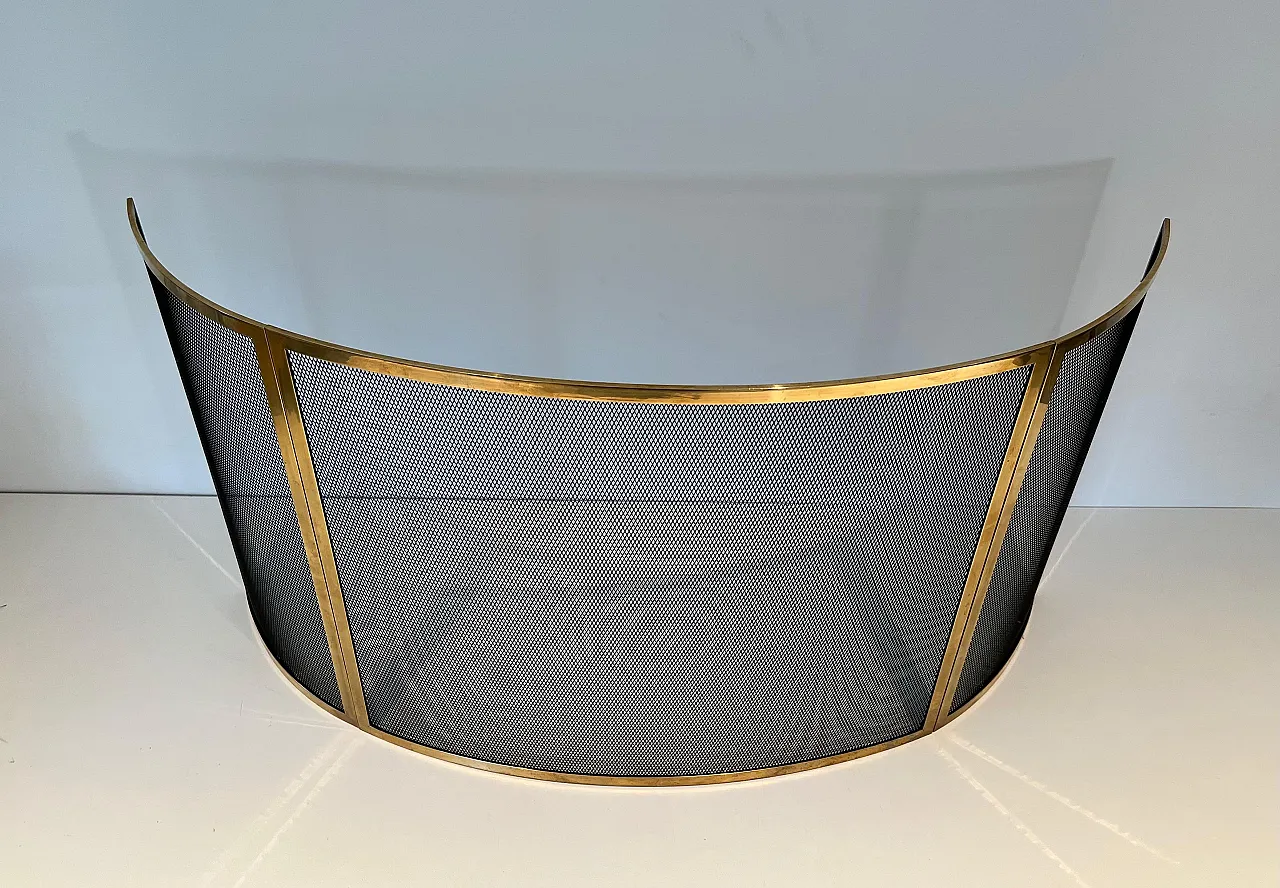 Curved brass fireplace screen, 1970s 3