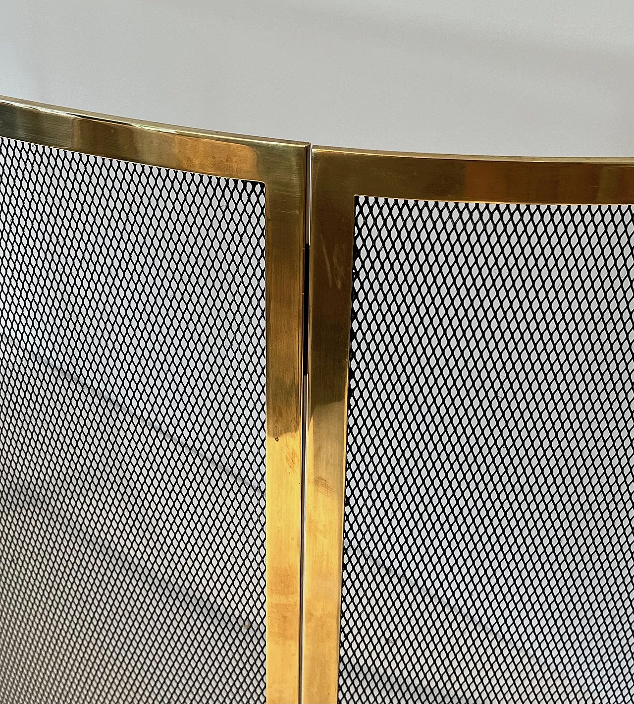 Curved brass fireplace screen, 1970s 9