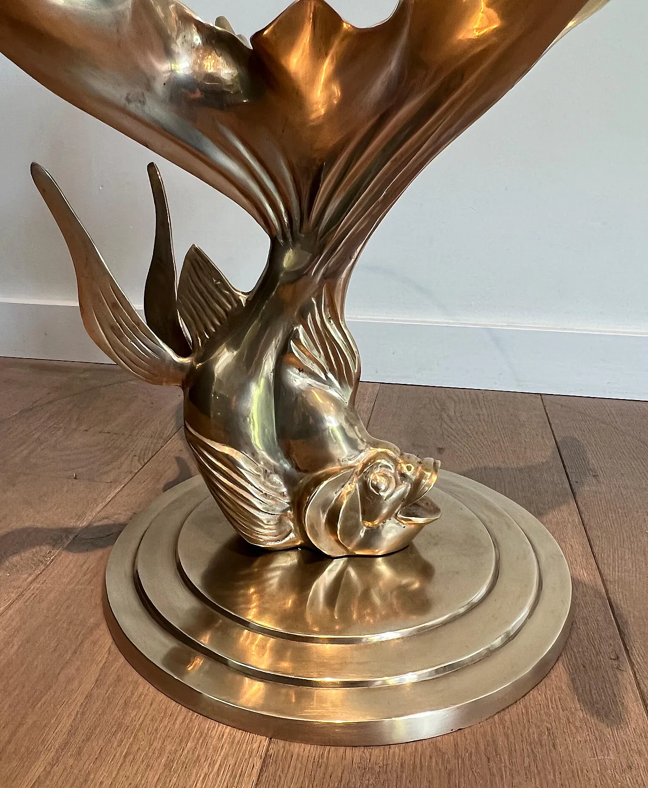 Brass coffee table representing a fish, 1970s 4