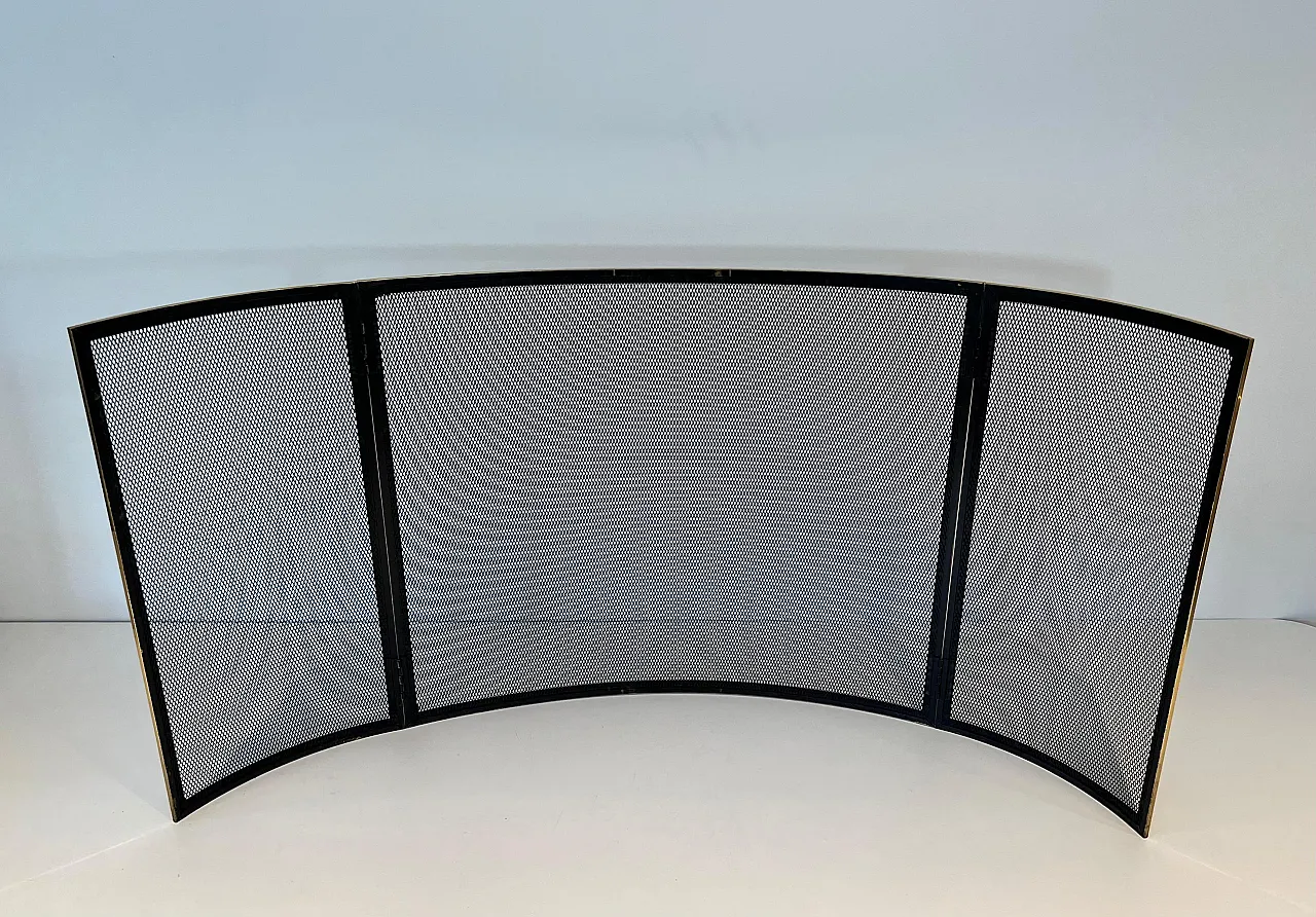 Curved brass fireplace screen, 1970s 17