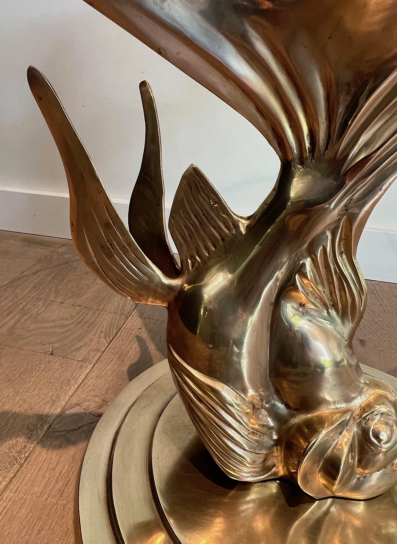 Brass coffee table representing a fish, 1970s 9
