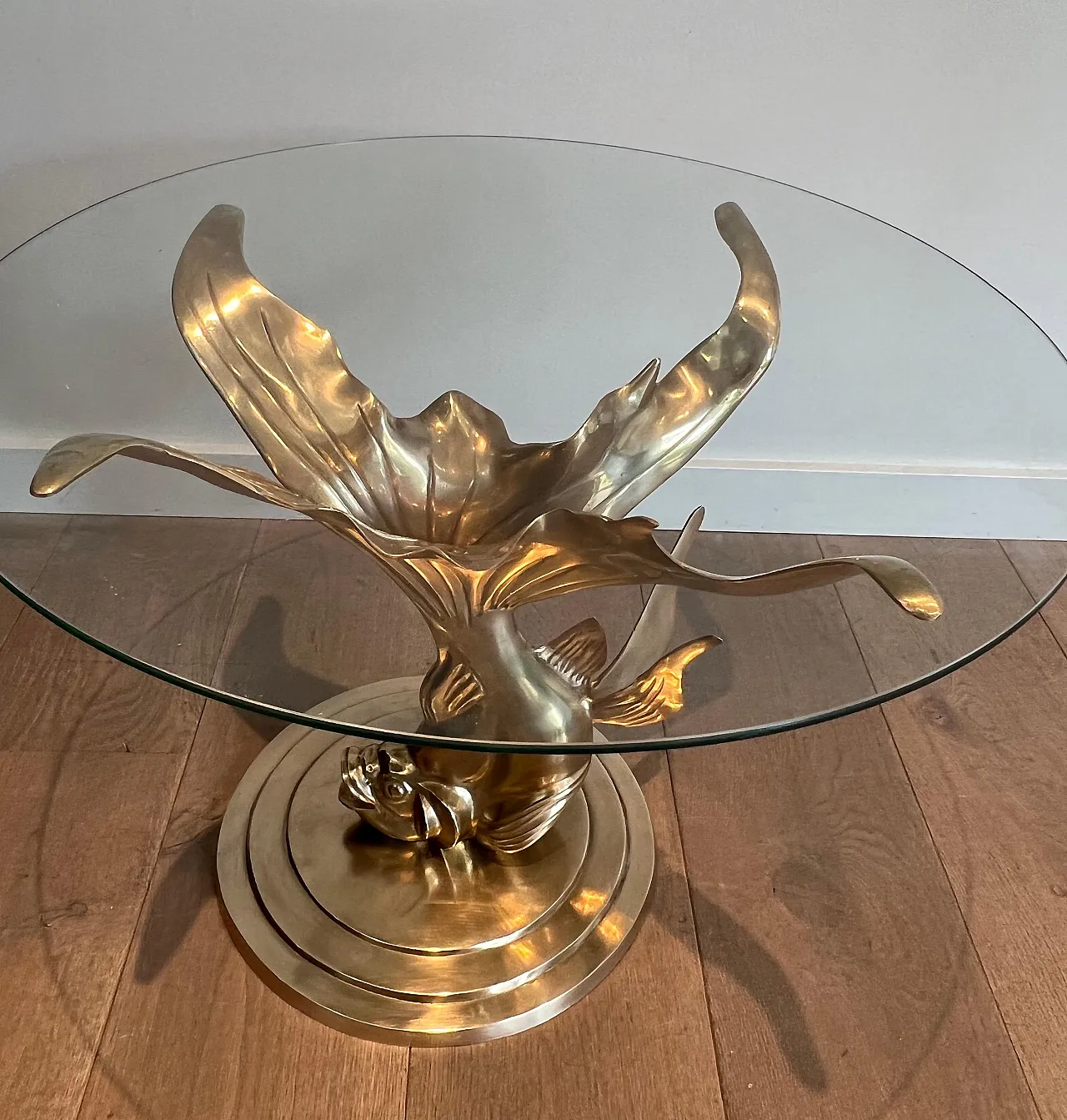 Brass coffee table representing a fish, 1970s 11