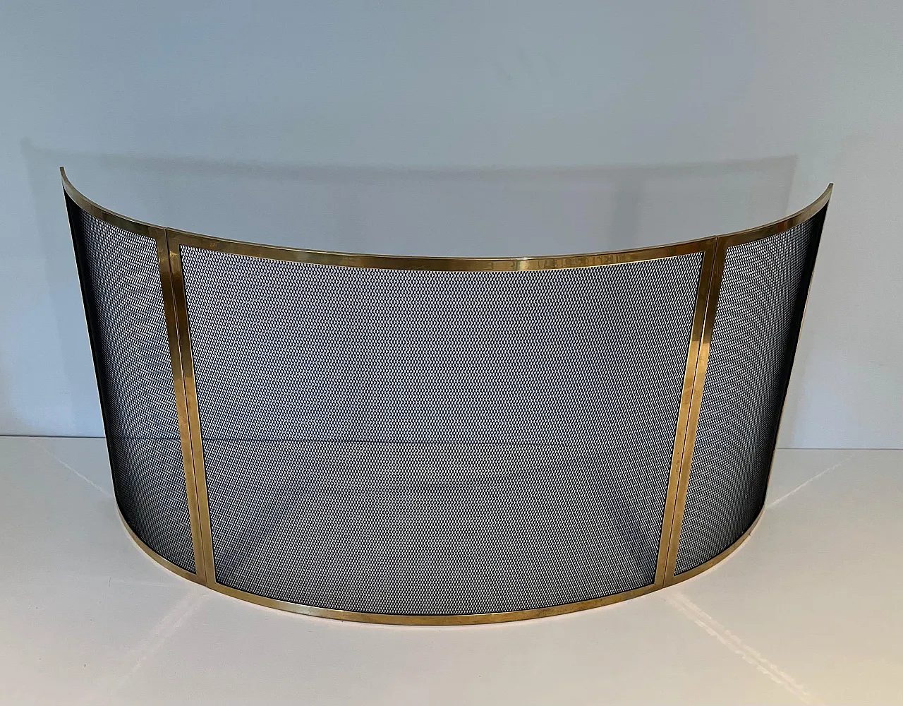 Curved brass fireplace screen, 1970s 20