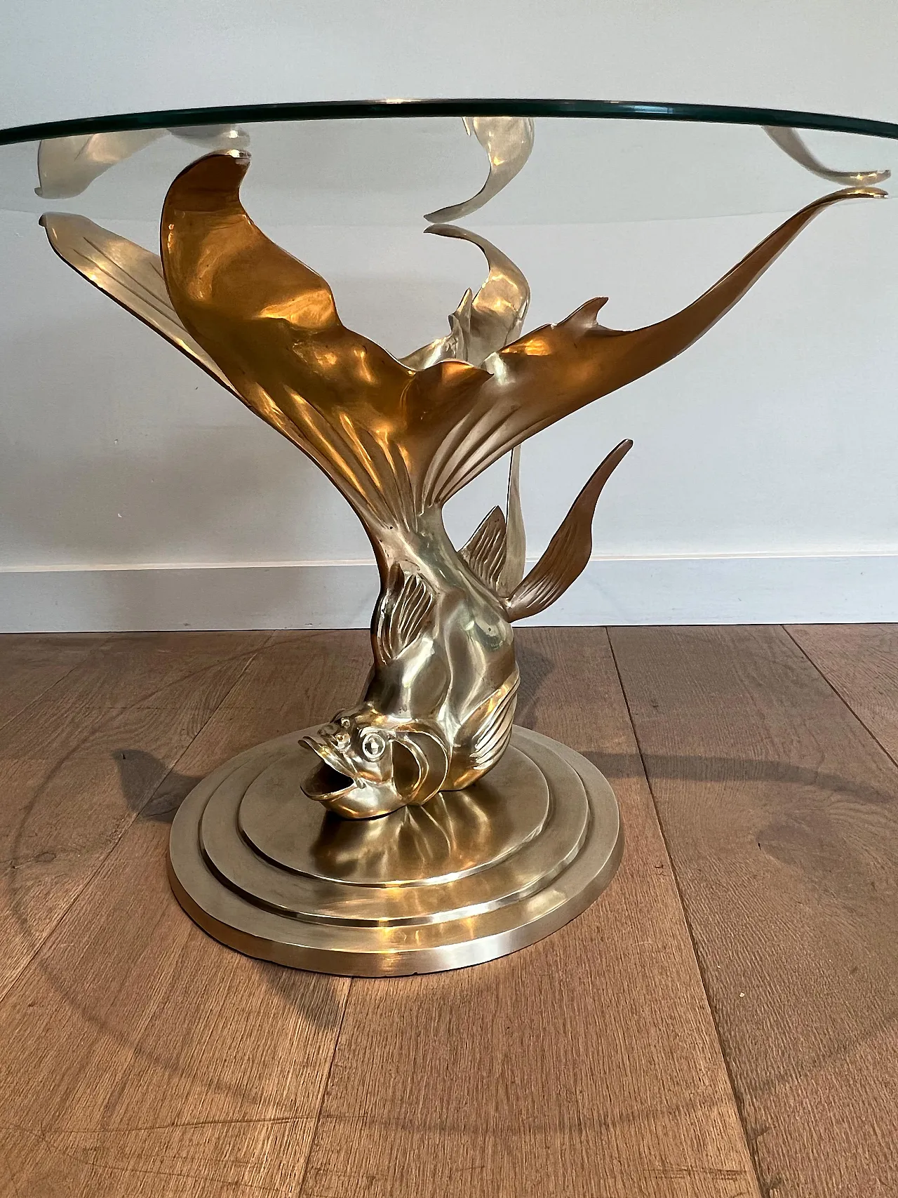 Brass coffee table representing a fish, 1970s 17