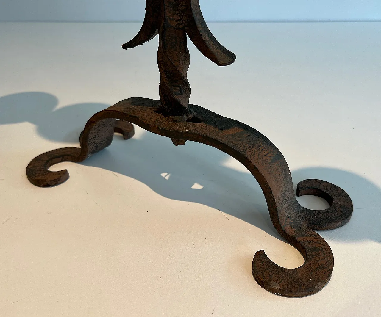 Candeliere a 5 luci in ferro battuto, anni '50 10