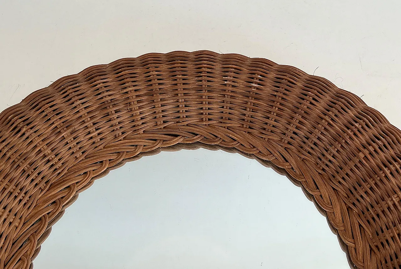 Specchio ovale in rattan, anni '70 8