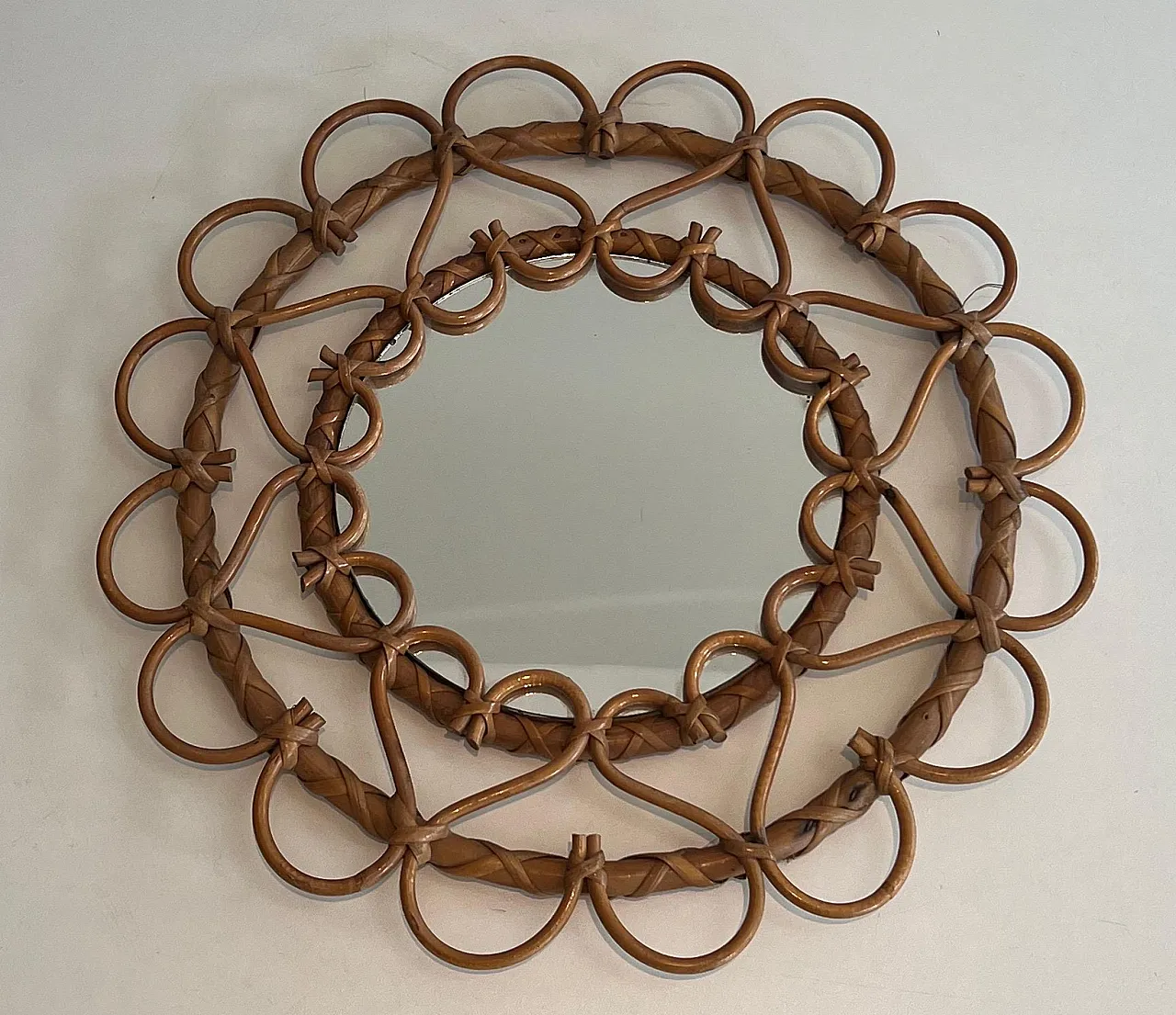 Piccolo specchio in rattan, anni '70 2