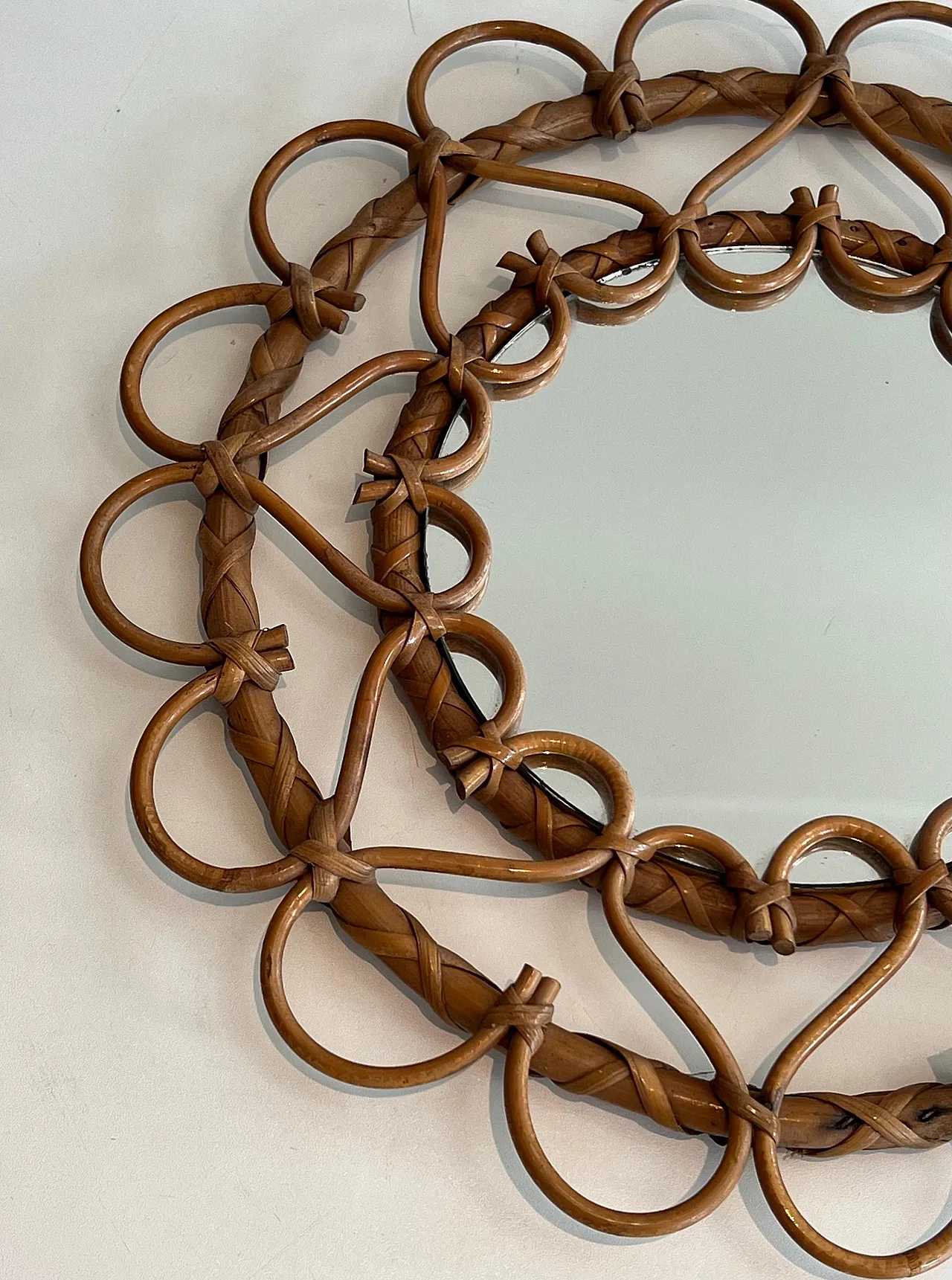 Piccolo specchio in rattan, anni '70 6
