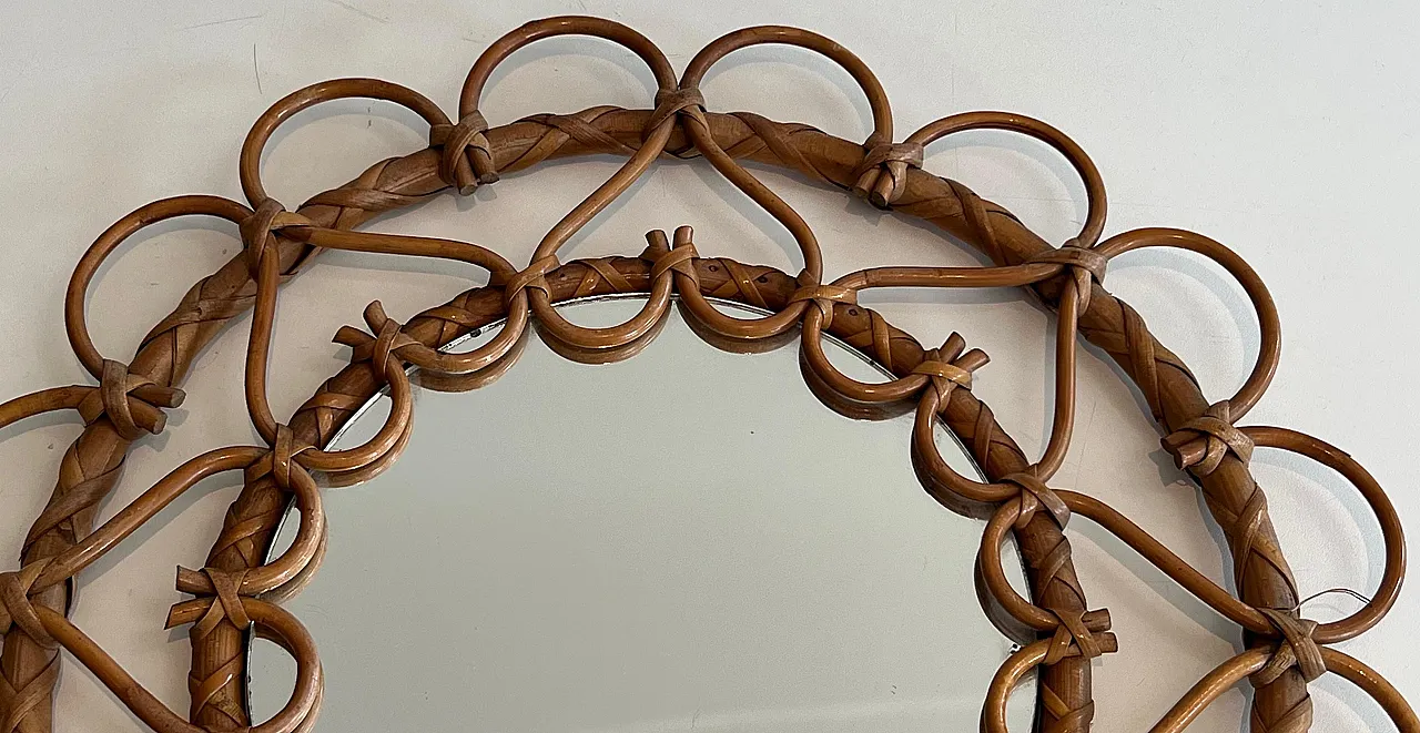 Piccolo specchio in rattan, anni '70 7