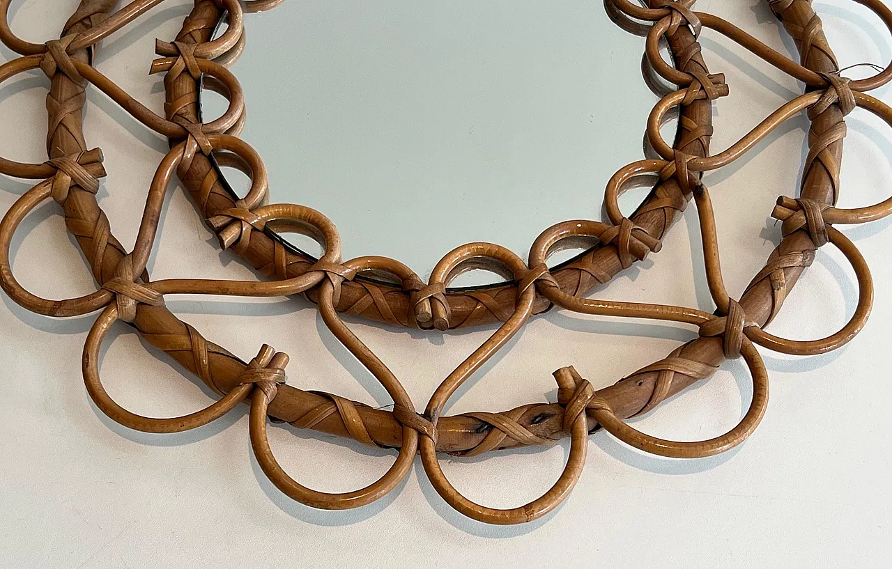 Piccolo specchio in rattan, anni '70 8