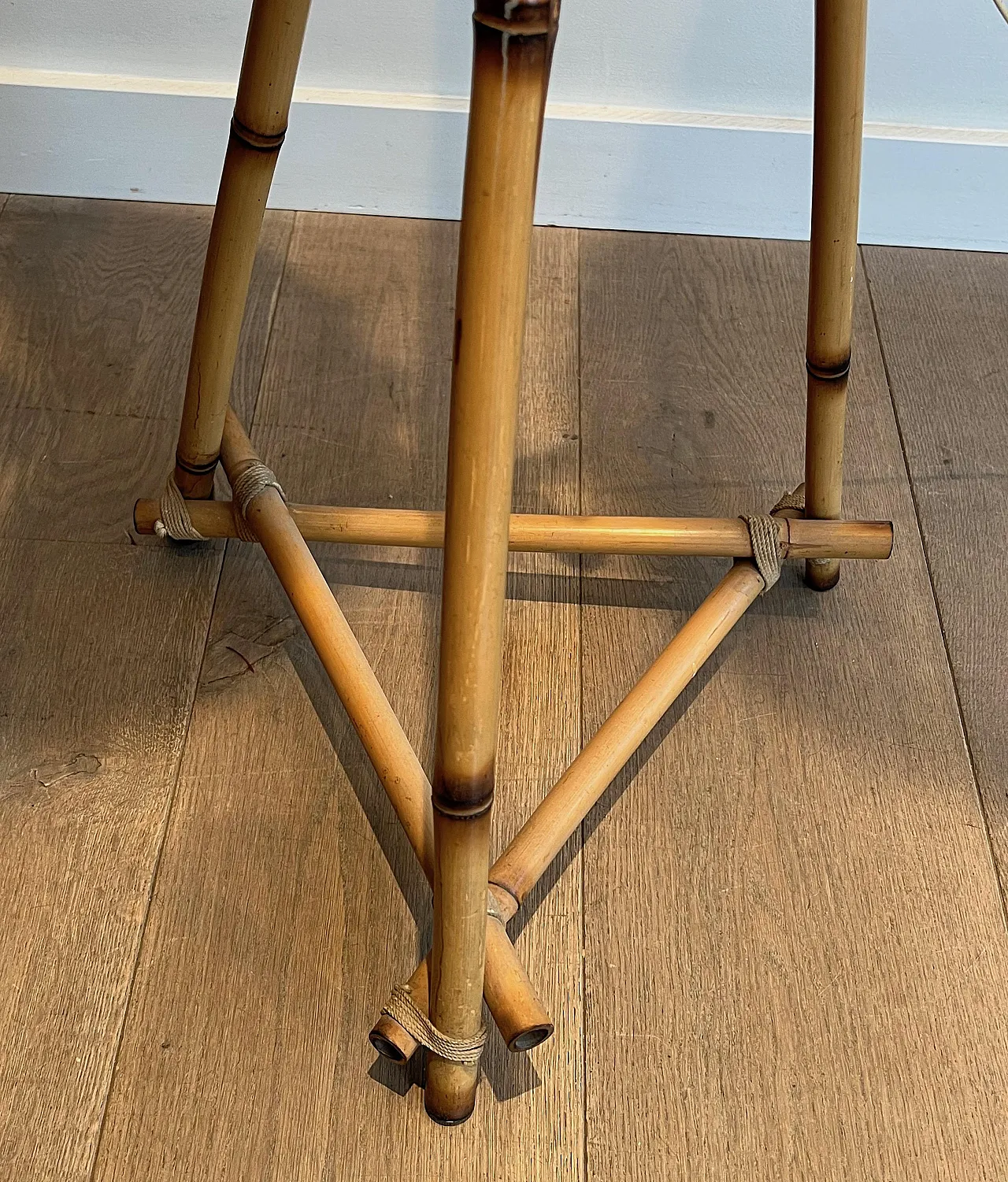 Lampada da terra a 3 luci in bambù e corda, anni '70 7