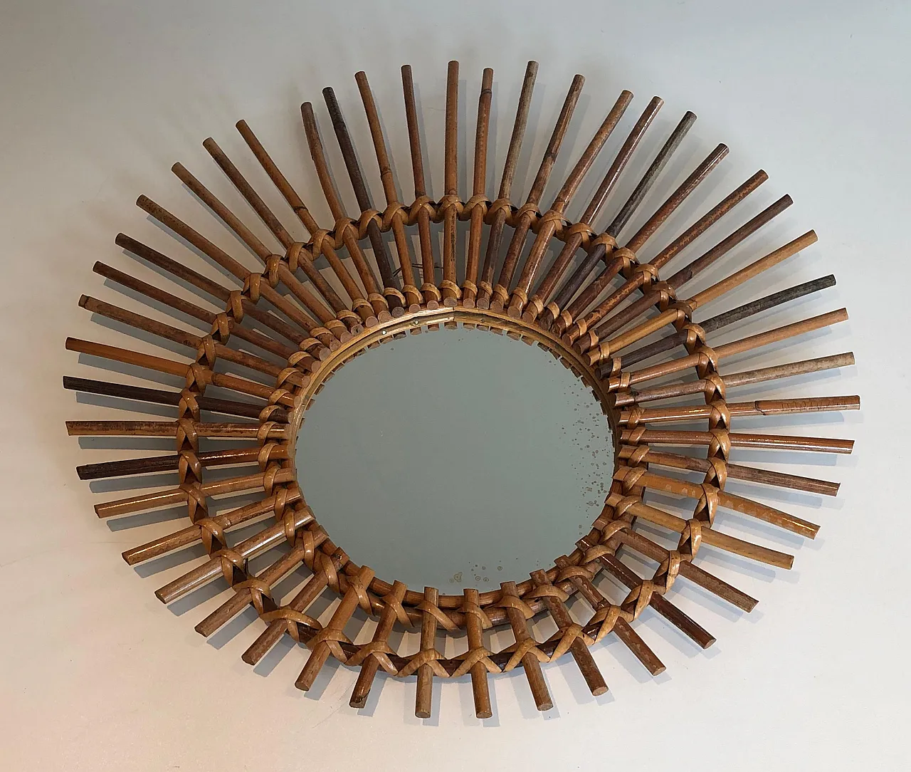 Specchio in rattan, anni '70 10