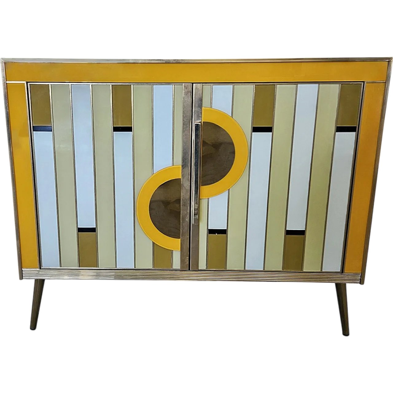 Two colored glass doors sideboard, 1990s 10