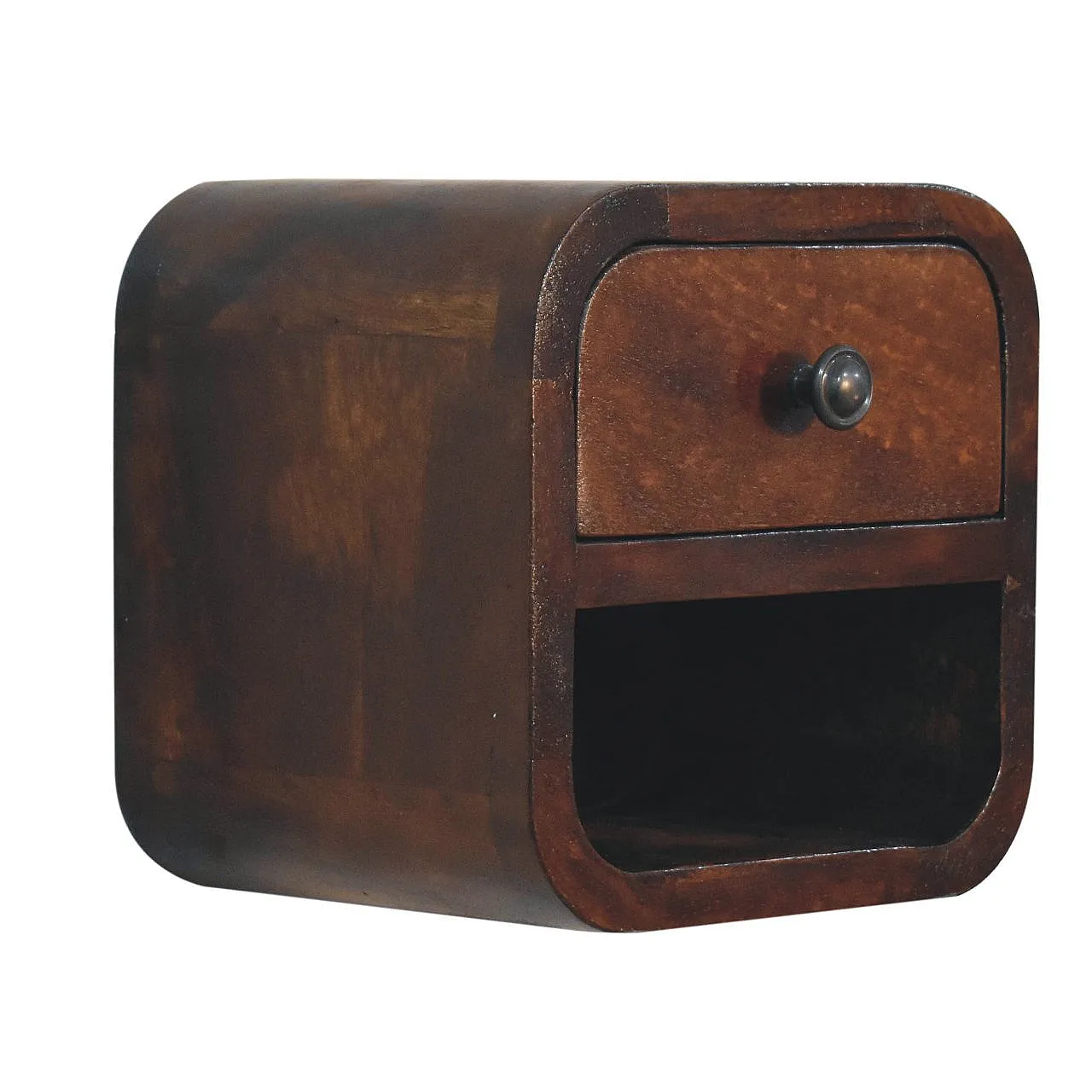 Artisan Furniture Extra Mini Curved Chestnut Bedside with Open Slot 2