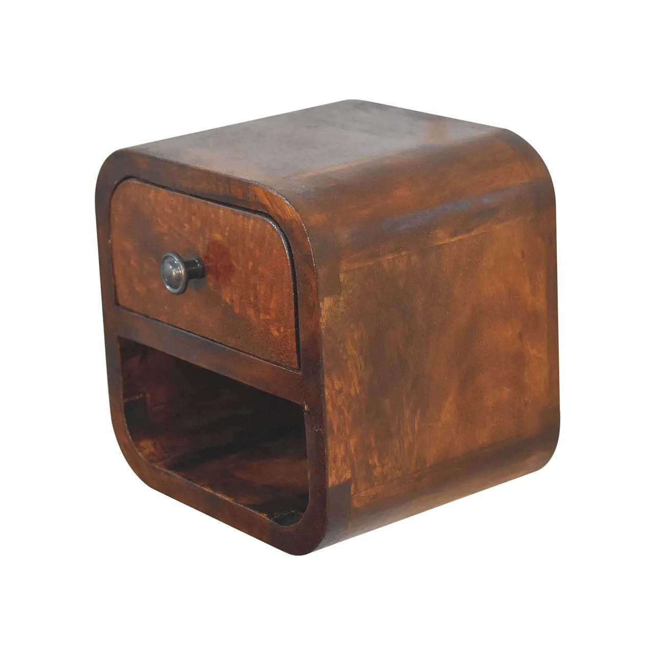 Artisan Furniture Extra Mini Curved Chestnut Bedside with Open Slot 4