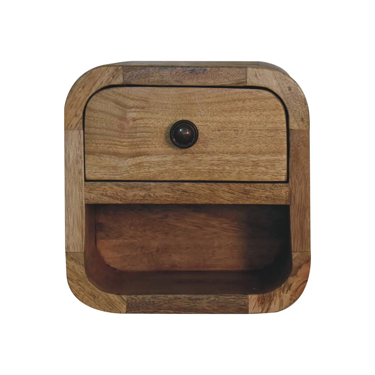 Artisan Furniture Extra Mini Curved Oak-ish Bedside with Open Slot 1