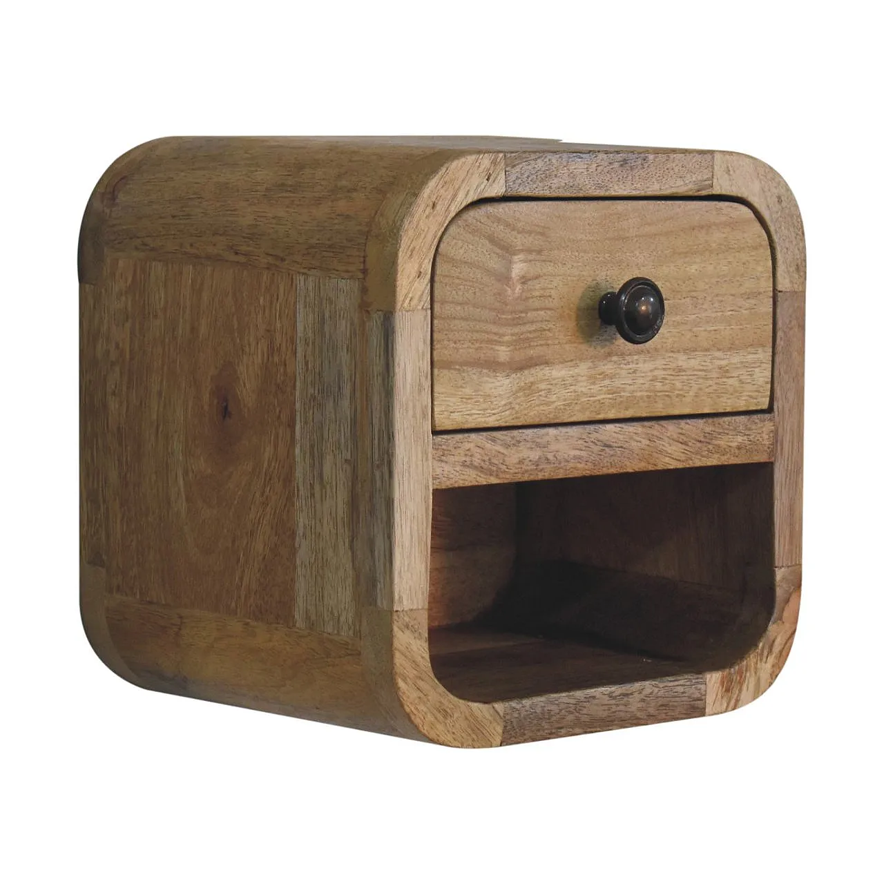 Artisan Furniture Extra Mini Curved Oak-ish Bedside with Open Slot 2