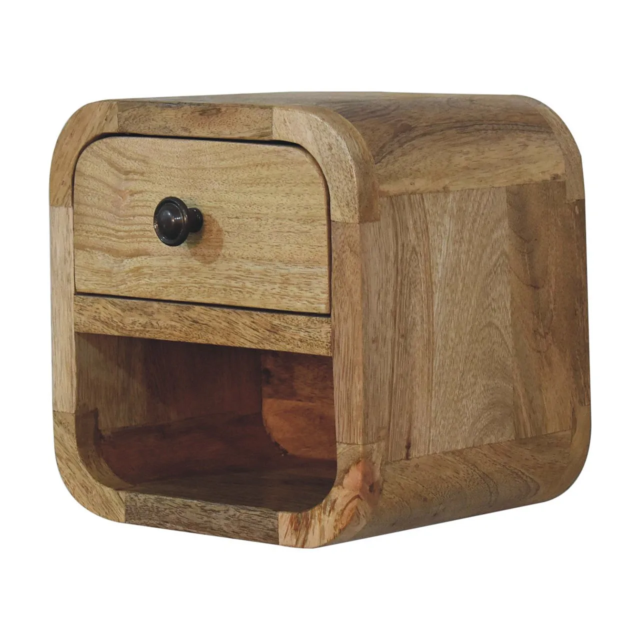 Artisan Furniture Extra Mini Curved Oak-ish Bedside with Open Slot 3