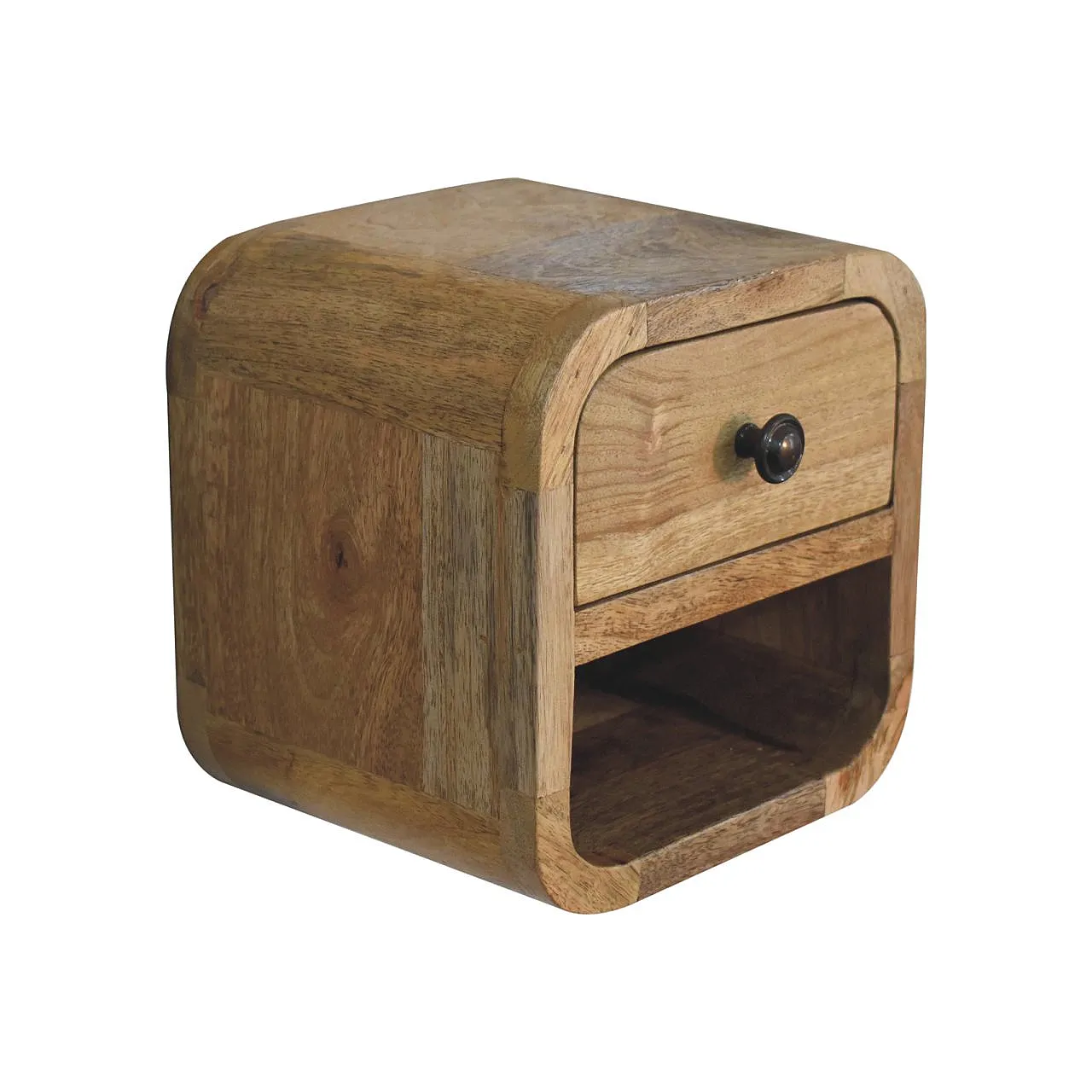 Artisan Furniture Extra Mini Curved Oak-ish Bedside with Open Slot 4