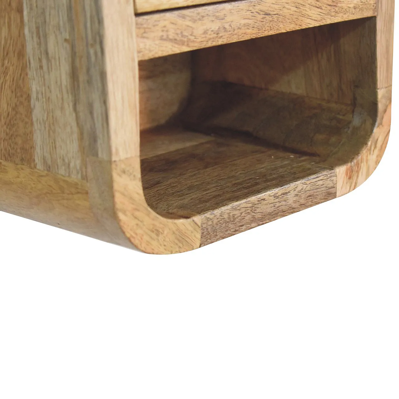 Artisan Furniture Extra Mini Curved Oak-ish Bedside with Open Slot 7