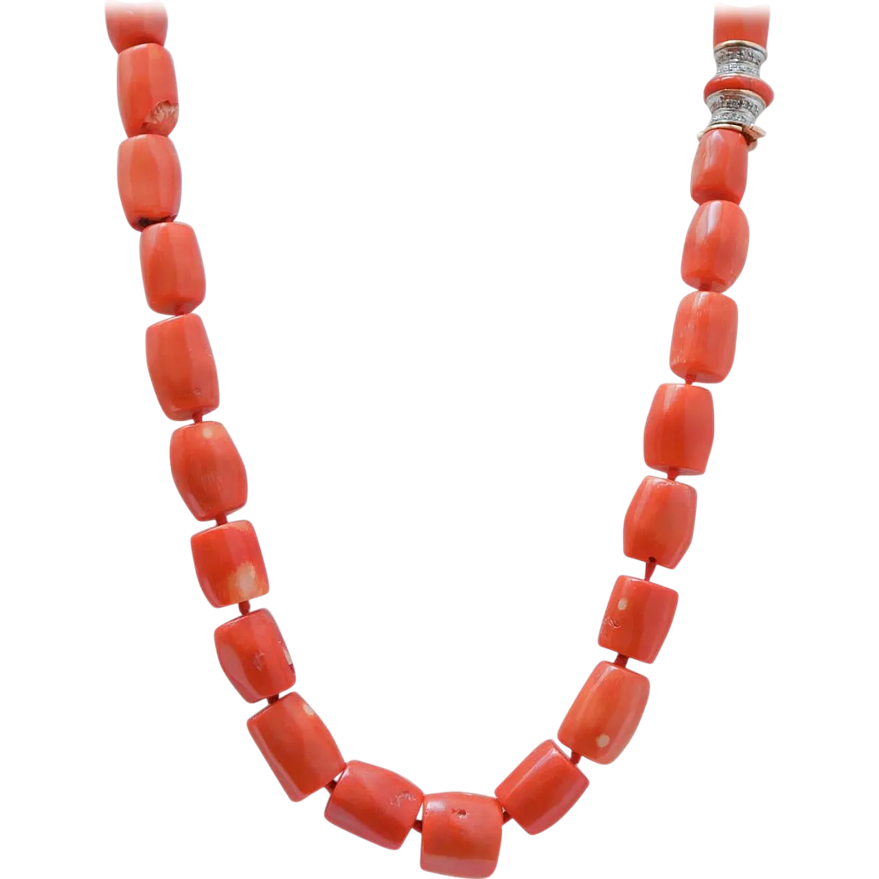 Coral, diamond, white gold and rose gold necklace, 1950s 8